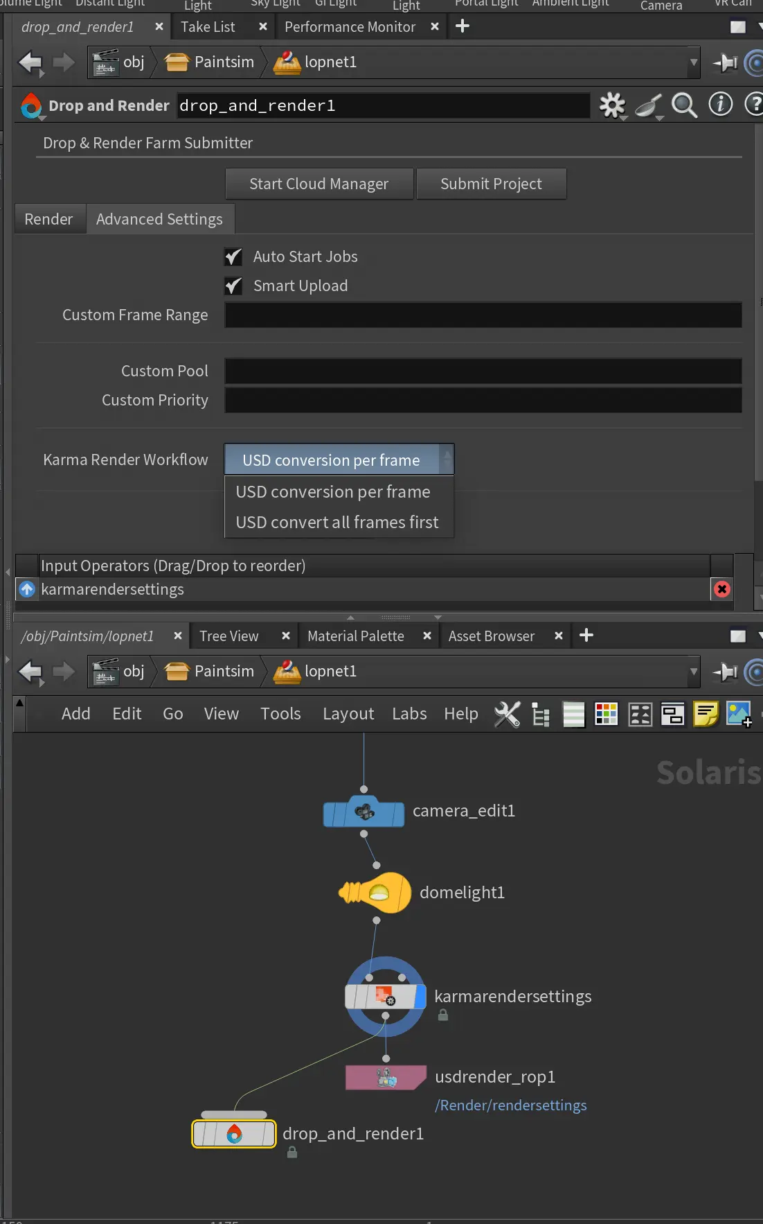 Houdini render workflow options