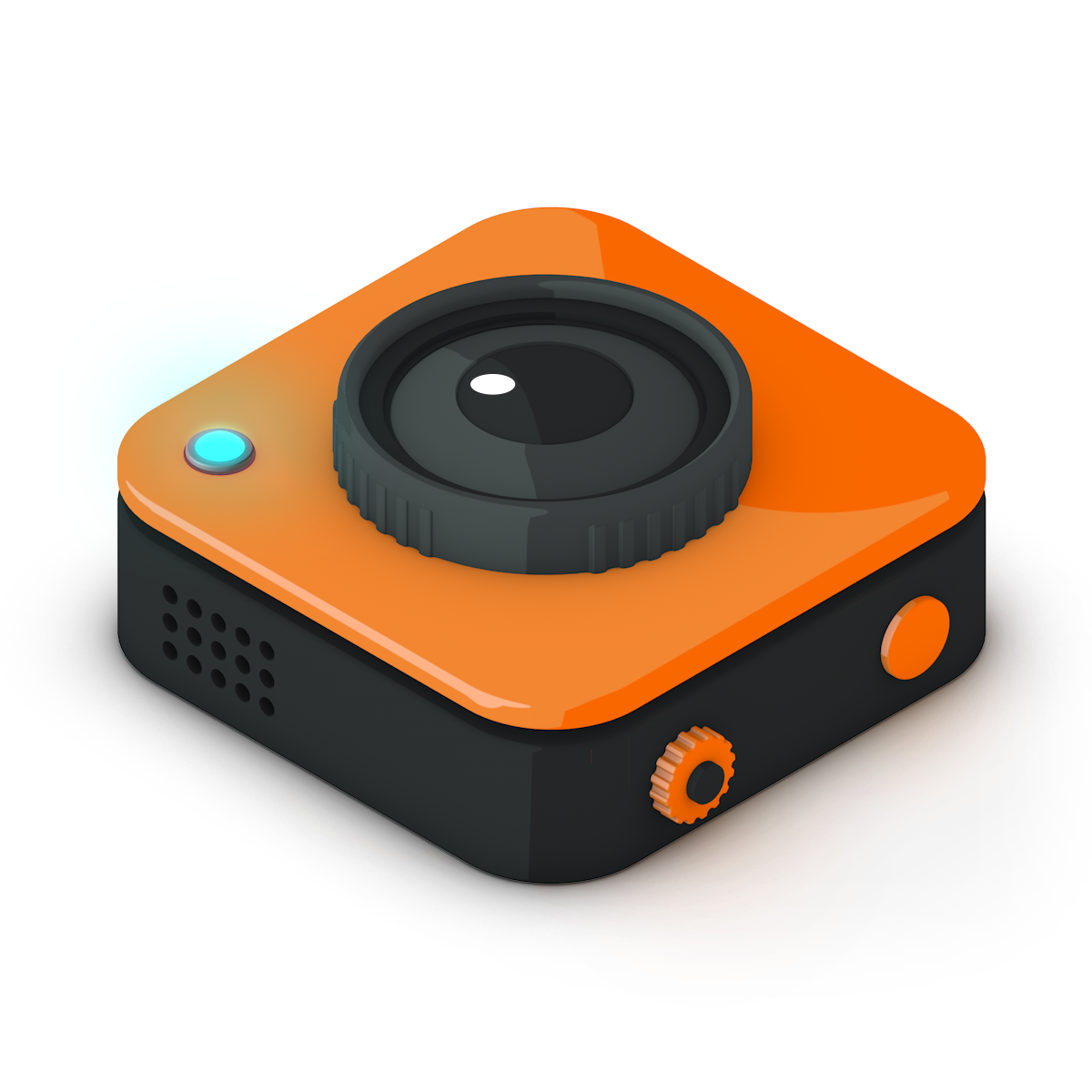 3D rendered camera representing video tutorials and learning resources
