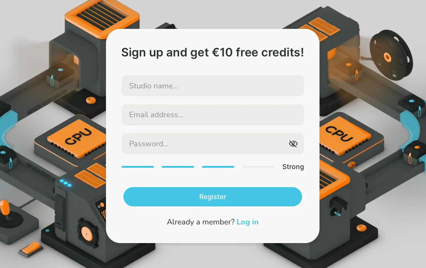 Step 1: Create a studio account - Light mode interface screenshot